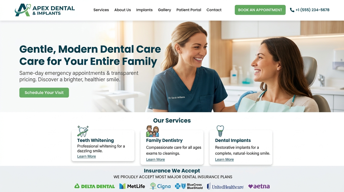 Apex Dental & Implants - Dental Practice Website Concept