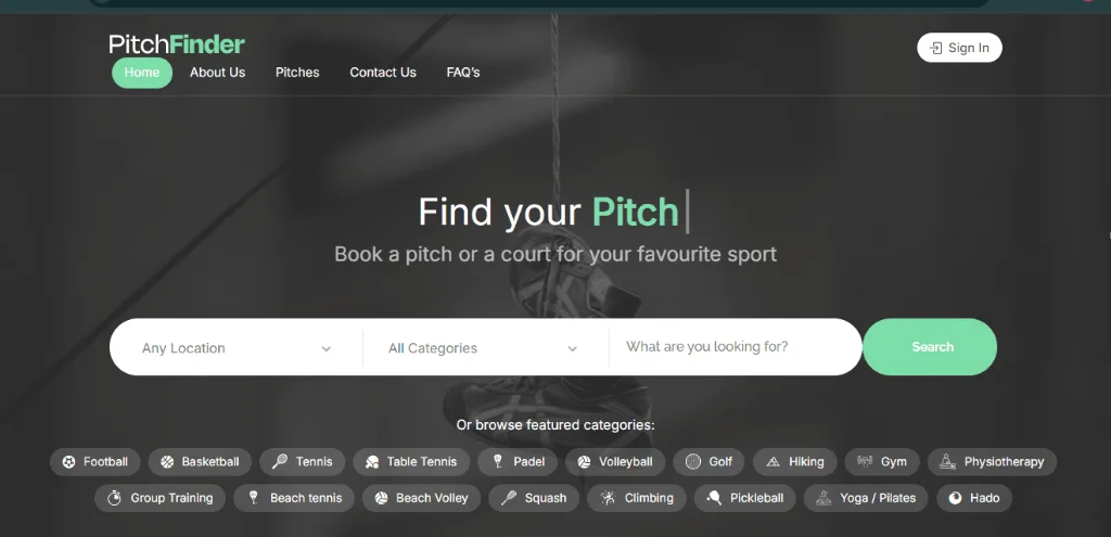 Pitchfinder Sports Court & Turf Booking Engine